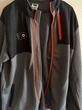 NHL Gray and Black Fleece Jacket with Orange Accents